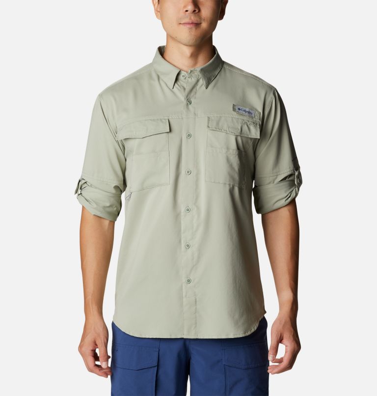 Men's PFG Blood and Guts IV Woven Long Sleeve Shirt, Color: Safari, image 7