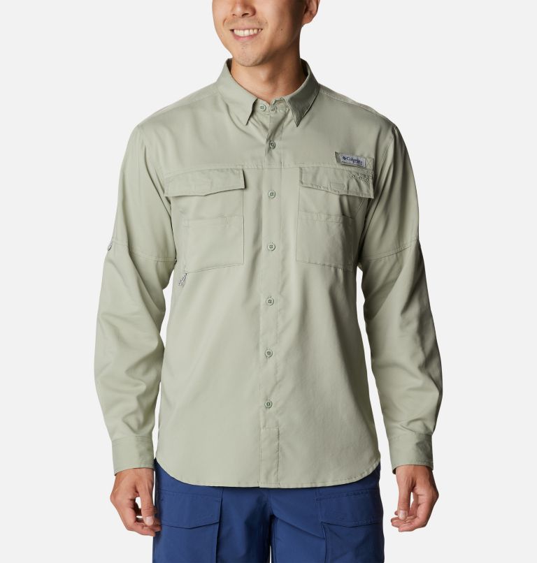 Men's PFG Blood and Guts IV Woven Long Sleeve Shirt, Color: Safari, image 1
