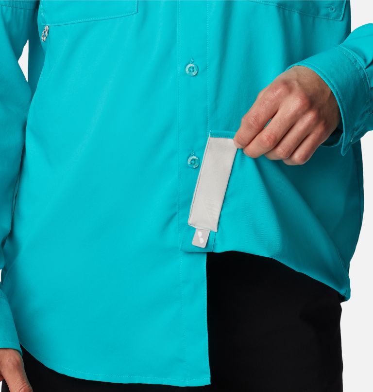 Men's PFG Blood and Guts IV Woven Long Sleeve Shirt, Color: Turquoise, image 6