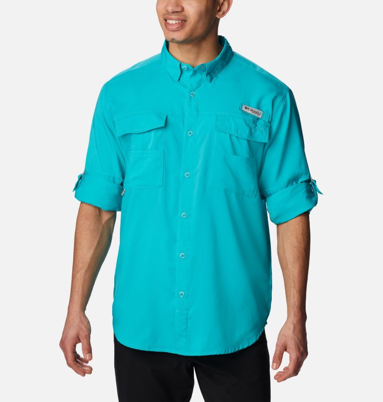 Thumbnail: Men's PFG Blood and Guts IV Woven Long Sleeve Shirt, Color: Turquoise, image 7