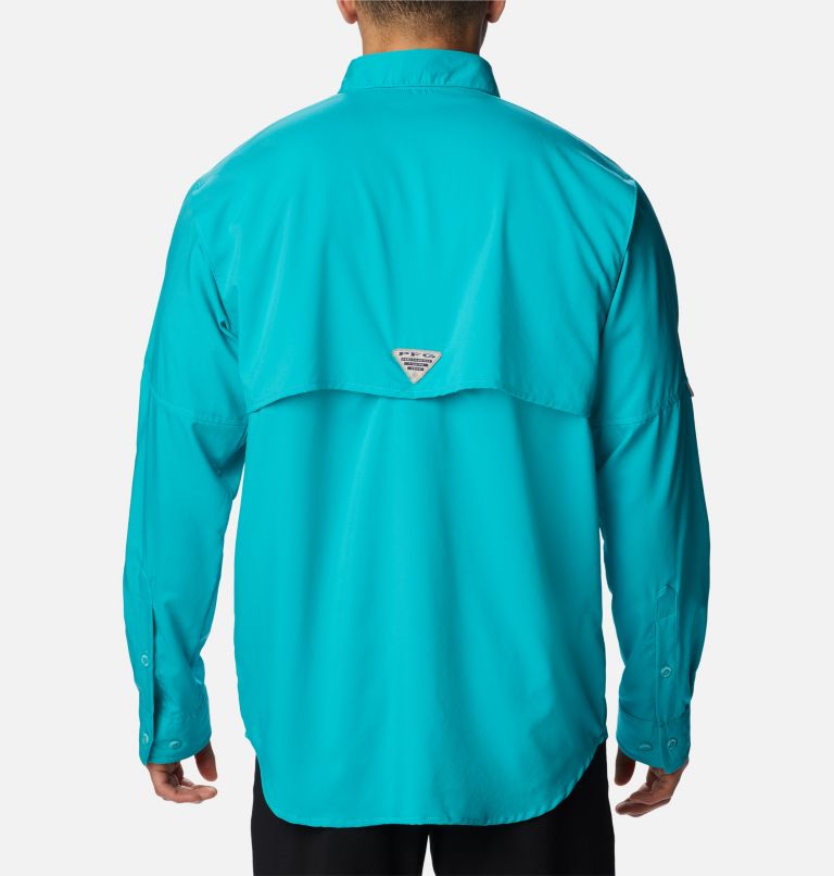 Men's PFG Blood and Guts IV Woven Long Sleeve Shirt, Color: Turquoise, image 2