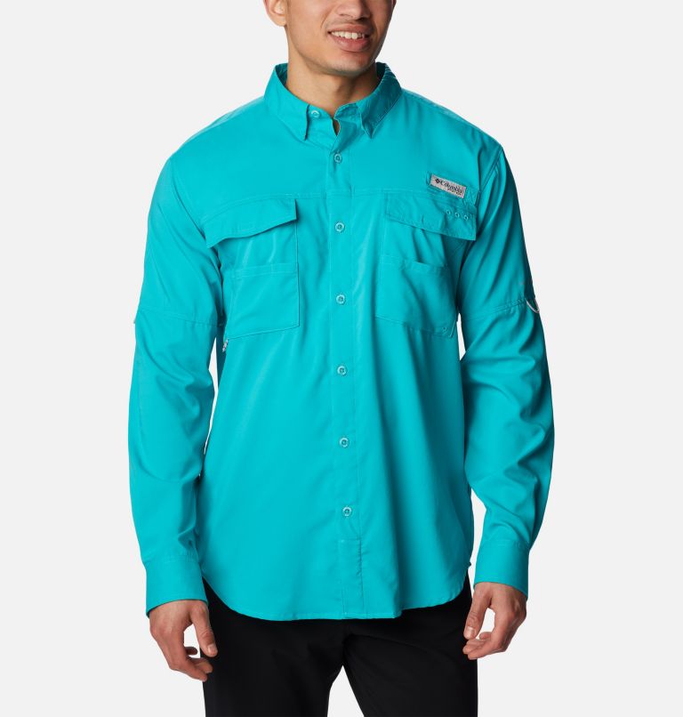 Thumbnail: Men's PFG Blood and Guts IV Woven Long Sleeve Shirt, Color: Turquoise, image 1