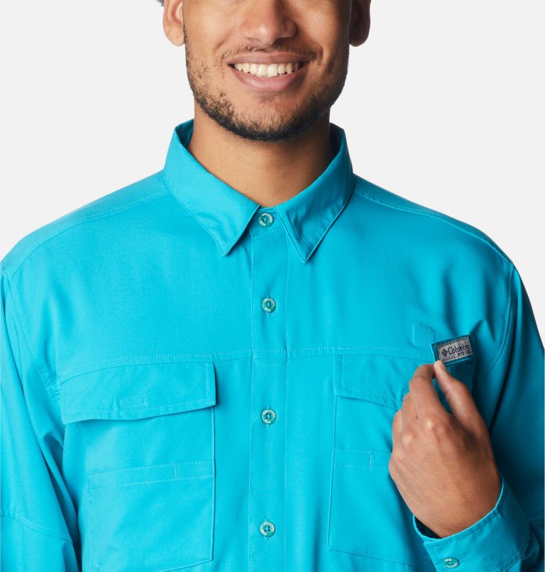 Men's PFG Blood and Guts IV Woven Long Sleeve Shirt - Tall, Color: Ocean Teal, image 4