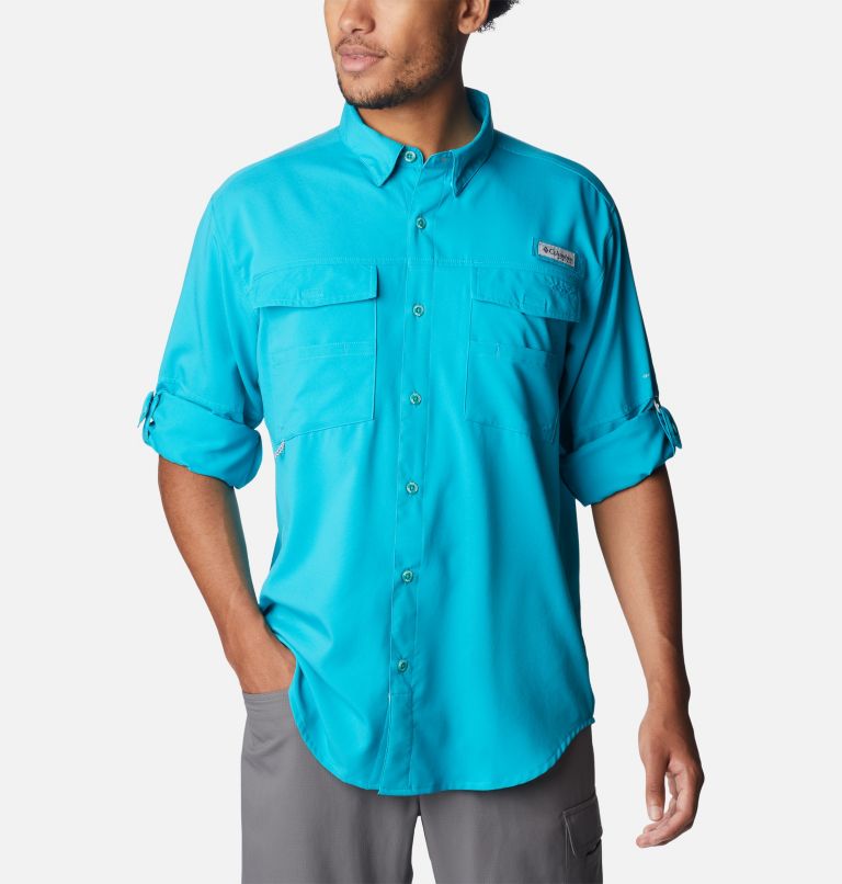 Men's PFG Blood and Guts IV Woven Long Sleeve Shirt - Tall, Color: Ocean Teal, image 7