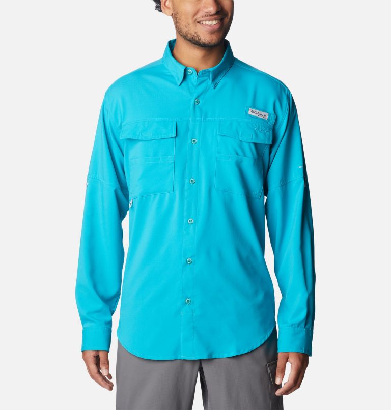 Men's PFG Blood and Guts IV Woven Long Sleeve Shirt - Tall, Color: Ocean Teal, image 1