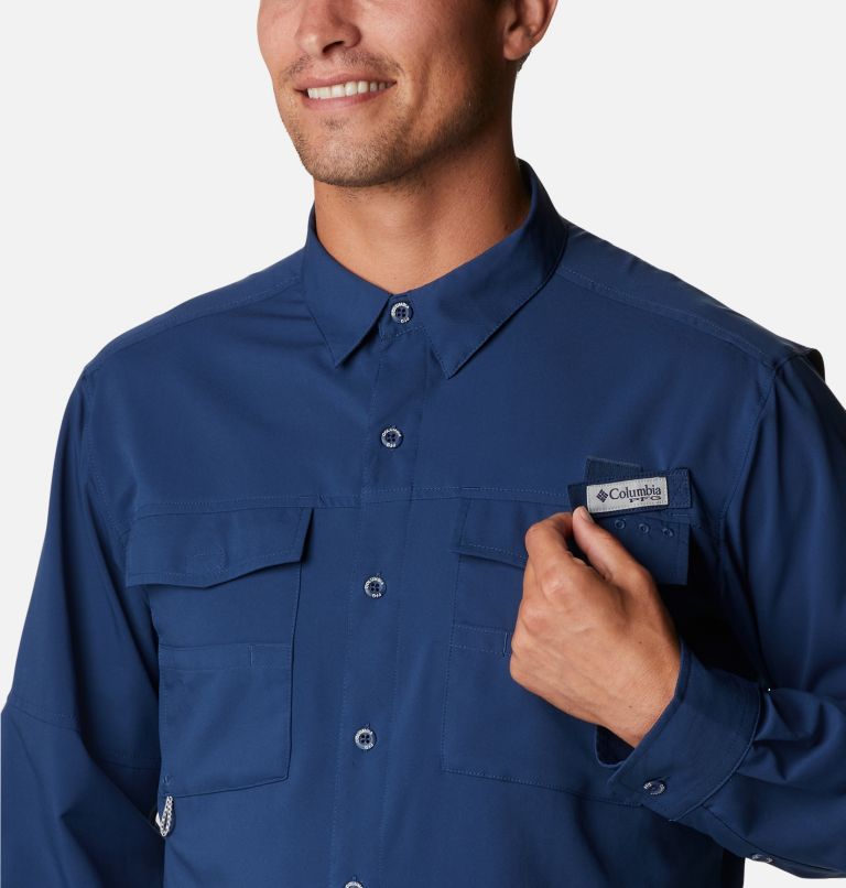 Columbia Performance Fishing Gear PFG Mens XLT Blue Long Sleeve Vented Shirt