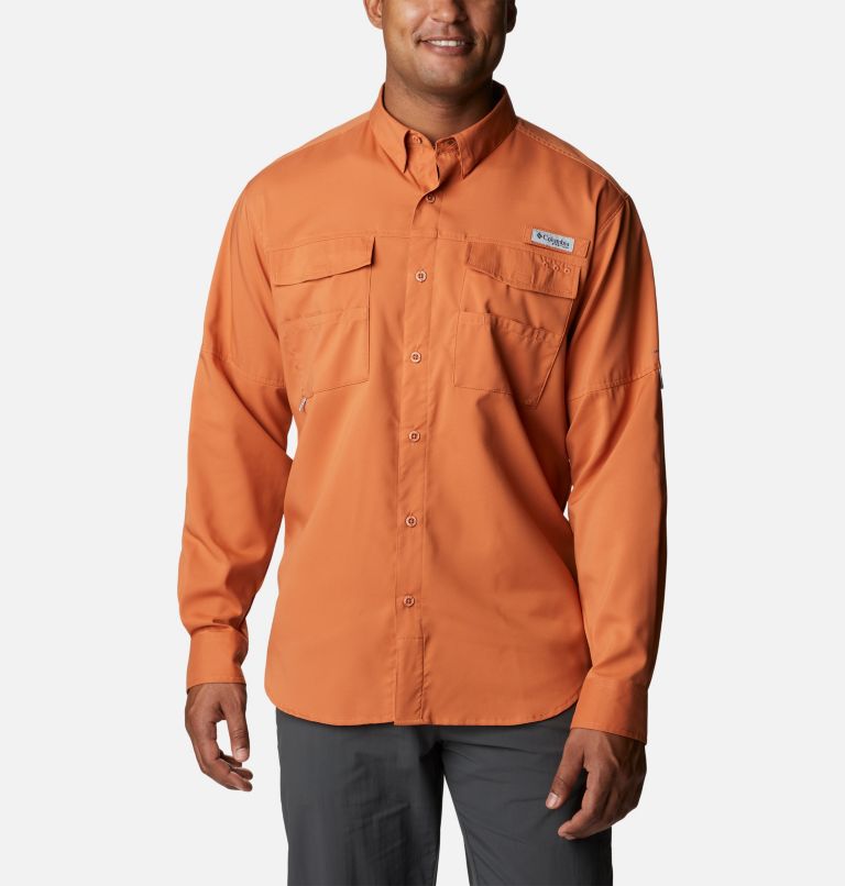 Thumbnail: Men's PFG Blood and Guts IV Woven Long Sleeve Shirt, Color: Island Orange, image 1