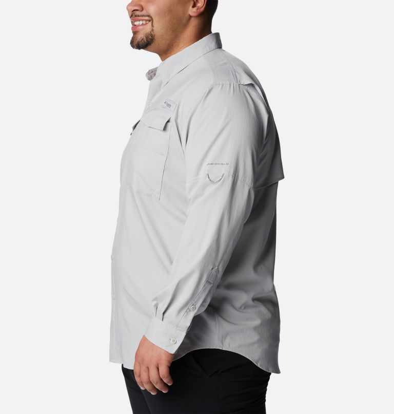 Thumbnail: Men's PFG Blood and Guts IV Woven Long Sleeve Shirt - Big, Color: Cool Grey, image 3