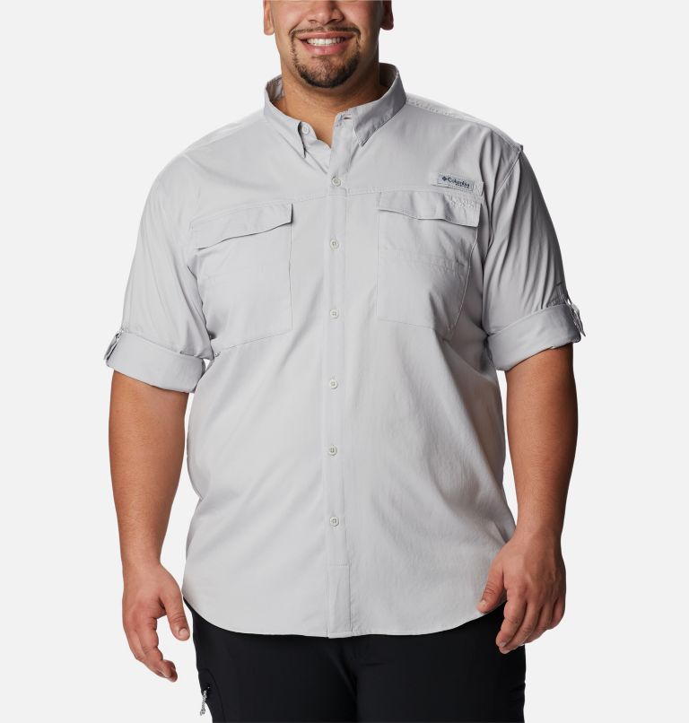 Thumbnail: Men's PFG Blood and Guts IV Woven Long Sleeve Shirt - Big, Color: Cool Grey, image 7