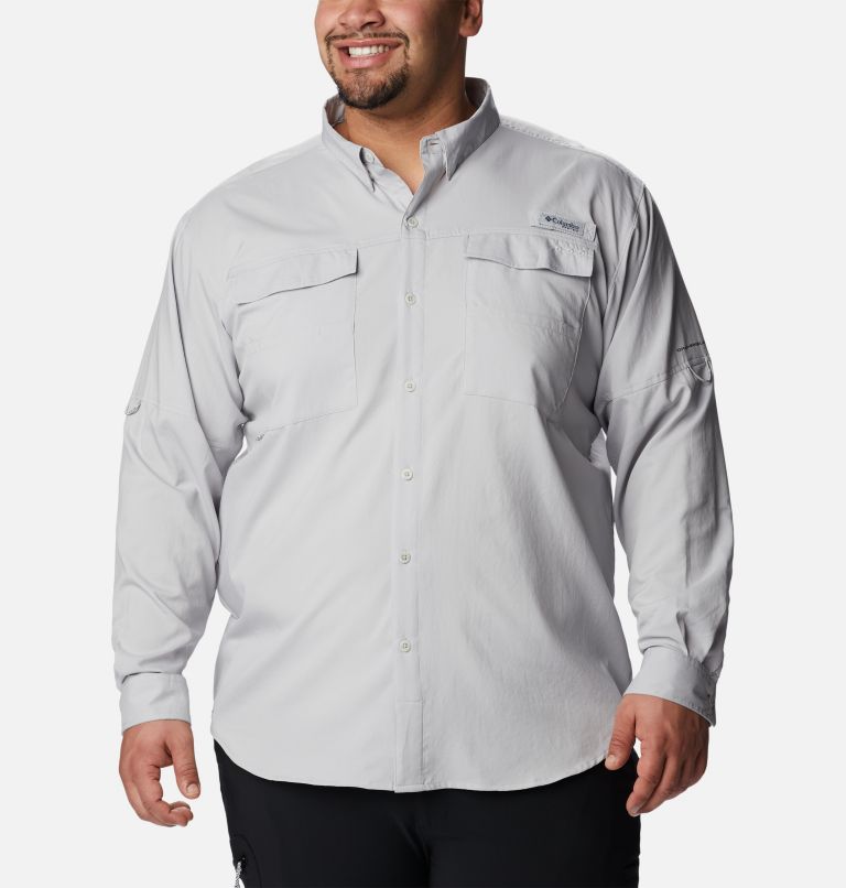 Thumbnail: Men's PFG Blood and Guts IV Woven Long Sleeve Shirt - Big, Color: Cool Grey, image 1