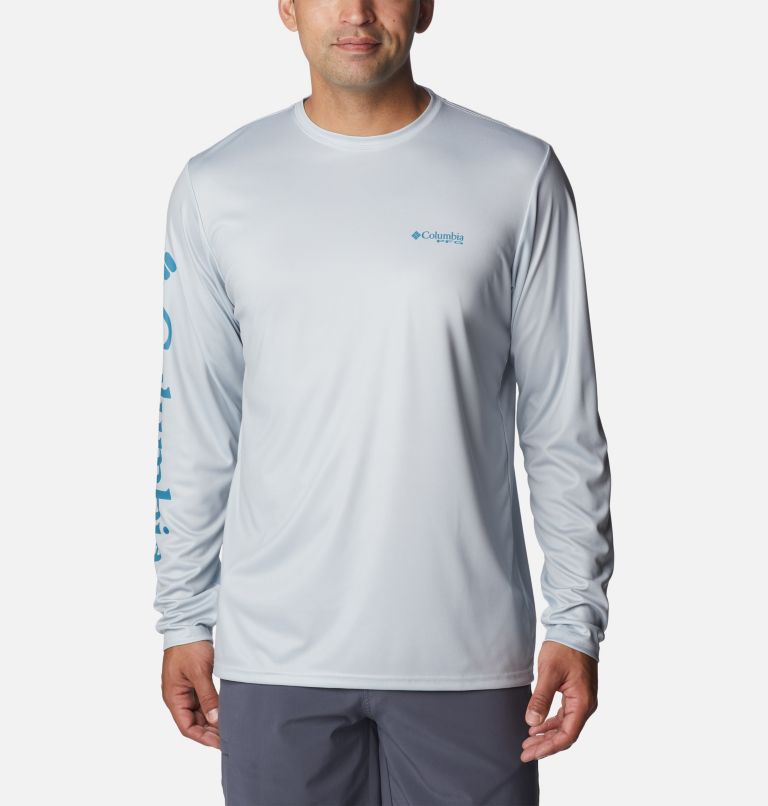 Thumbnail: Men's PFG Terminal Tackle Carey Chen Long Sleeve Shirt, Color: Cool Grey, Sailfish, image 2