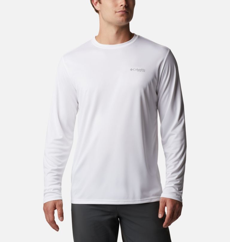 Men's PFG Terminal Tackle Carey Chen Long Sleeve Shirt, Color: White, Tarpon