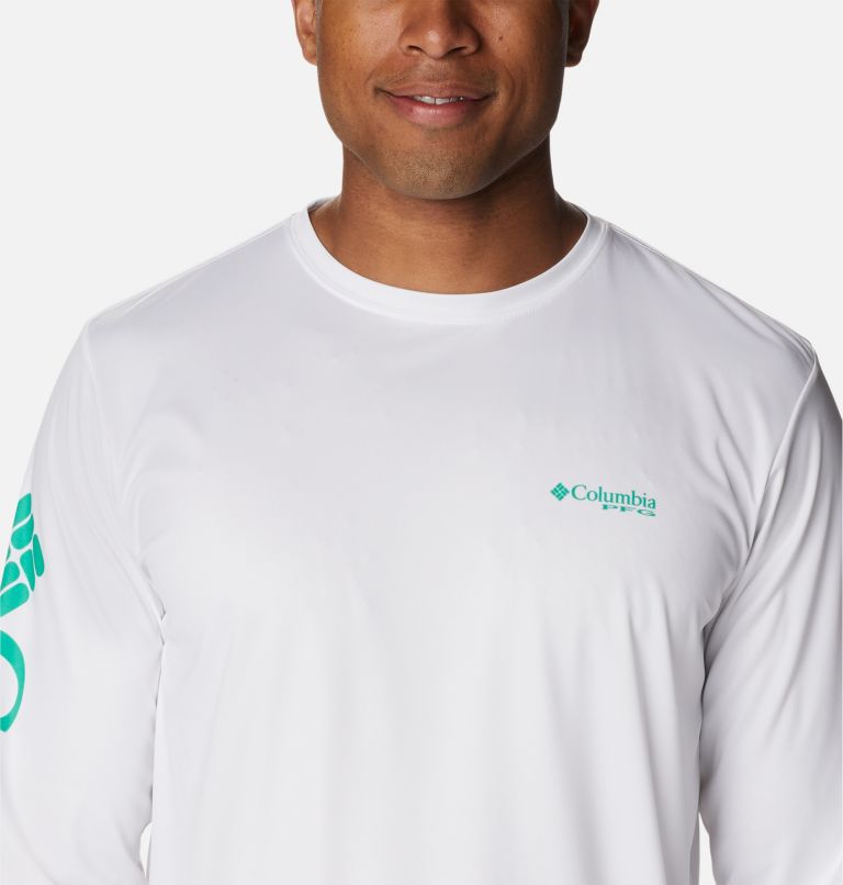 Men's PFG Terminal Tackle Carey Chen Long Sleeve Shirt, Color: White, Circuit Mahi Hookup, image 4