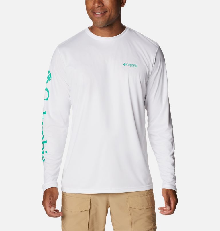 Men's PFG Terminal Tackle Carey Chen Long Sleeve Shirt, Color: White, Circuit Mahi Hookup, image 2