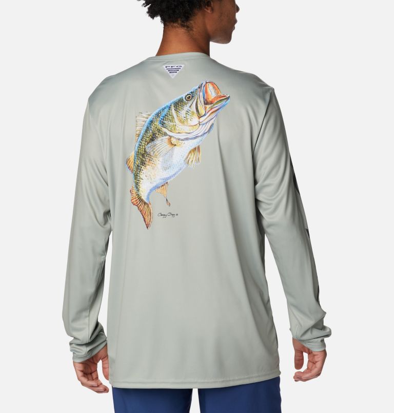 Thumbnail: Men's PFG Terminal Tackle Carey Chen Long Sleeve Shirt, Color: Safari, Bass, image 1