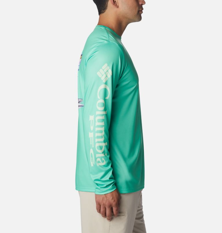 Men's PFG Terminal Tackle Carey Chen Long Sleeve Shirt, Color: Light Jade, Pelagic Trio, image 6