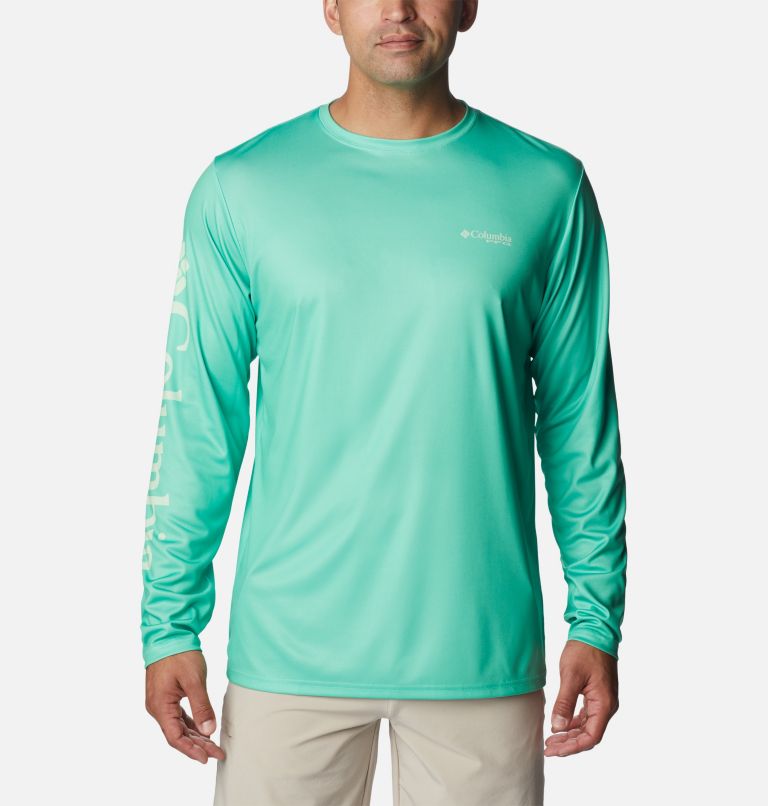 Men's PFG Terminal Tackle Carey Chen Long Sleeve Shirt, Color: Light Jade, Pelagic Trio, image 2