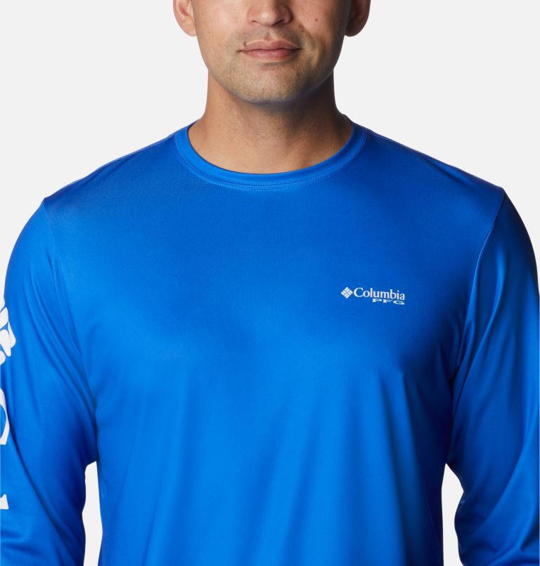 Thumbnail: Men's PFG Terminal Tackle Carey Chen Long Sleeve Shirt, Color: Blue Macaw, Dorado, image 4