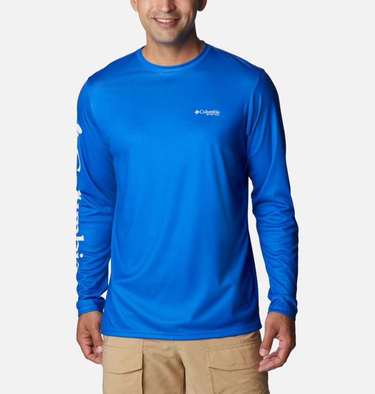 Thumbnail: Men's PFG Terminal Tackle Carey Chen Long Sleeve Shirt, Color: Blue Macaw, Dorado, image 2