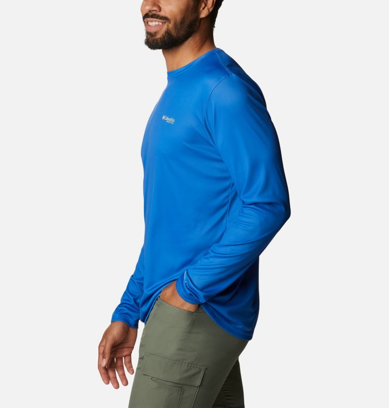 Men's PFG Terminal Tackle Carey Chen Long Sleeve Shirt, Color: Vivid Blue, Tuna, image 3
