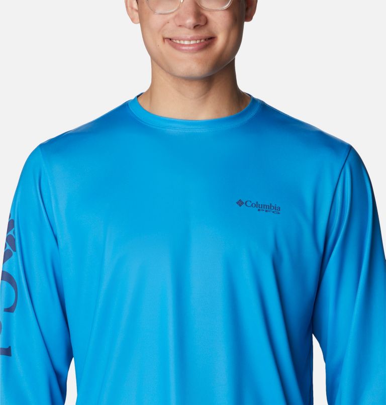 Thumbnail: Men's PFG Terminal Tackle Carey Chen Long Sleeve Shirt, Color: Compass Blue, Marlin, image 4