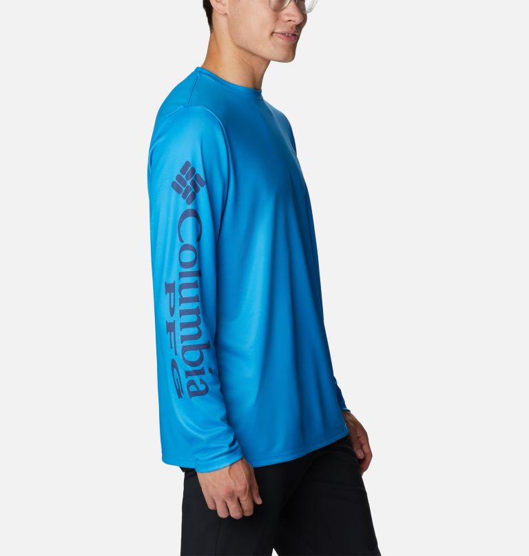 Thumbnail: Men's PFG Terminal Tackle Carey Chen Long Sleeve Shirt, Color: Compass Blue, Marlin, image 6