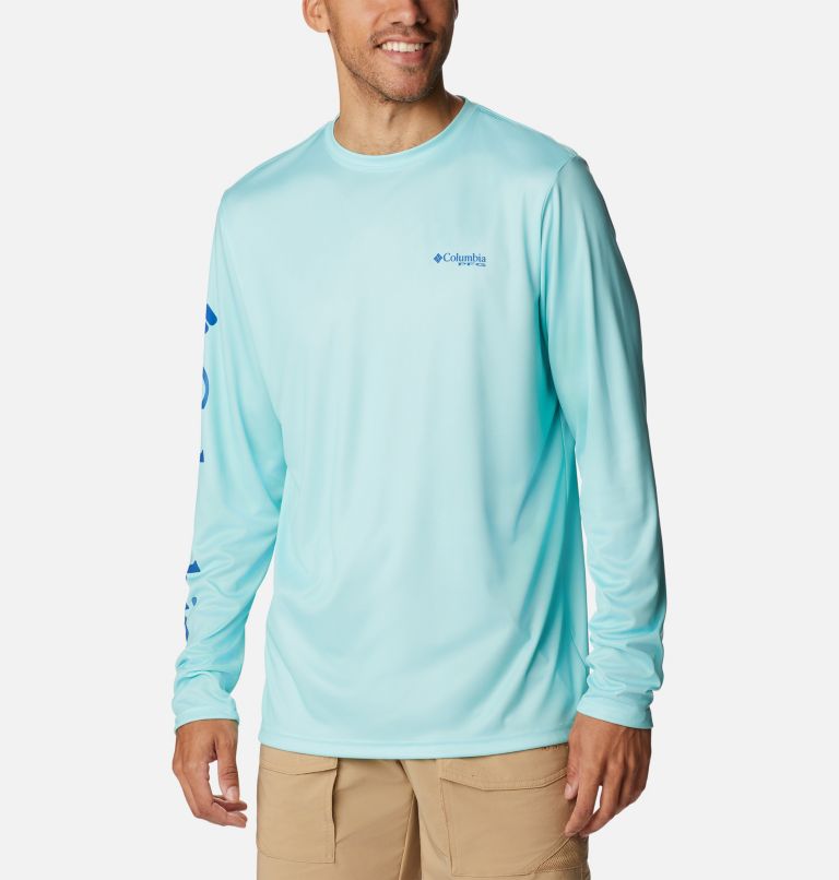Men's PFG Terminal Tackle Carey Chen Long Sleeve Shirt, Color: Gulf Stream, Vivid Blue Reef Cup, image 3