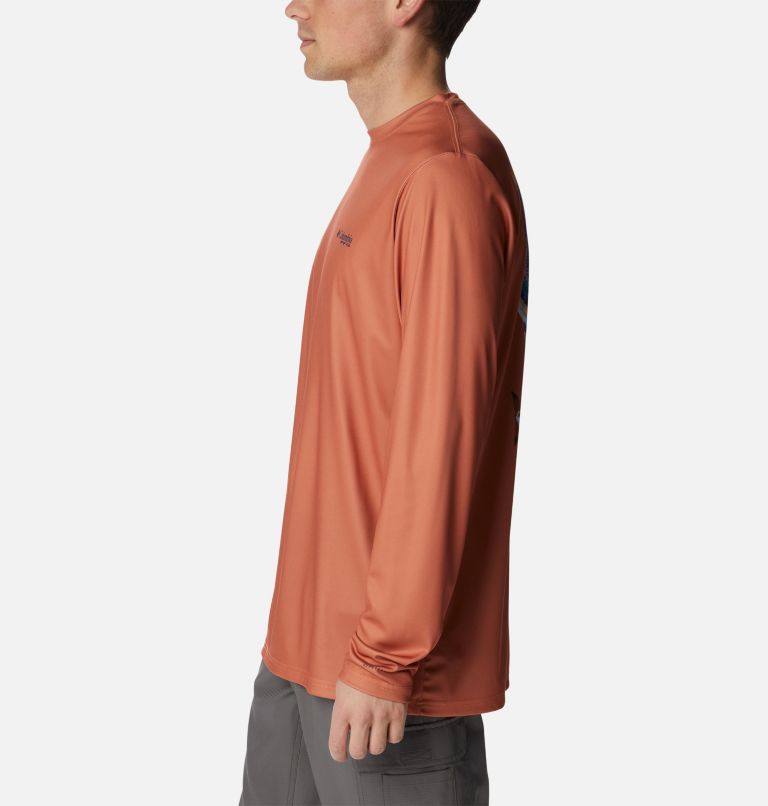 Men's PFG Terminal Tackle Carey Chen Long Sleeve Shirt, Color: Island Orange, Pelagic Trio, image 3