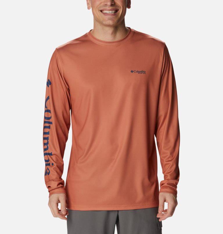 Thumbnail: Men's PFG Terminal Tackle Carey Chen Long Sleeve Shirt, Color: Island Orange, Pelagic Trio, image 2