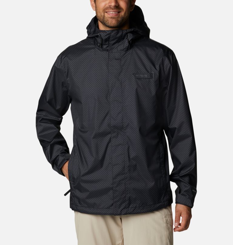 Men's PFG Terminal Tackle Rain Shell Jacket, Color: Black Carbon Fiber Print, image 1