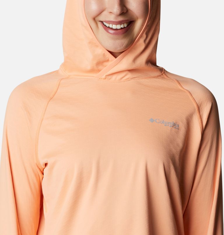 Women's PFG ZERO Rules Ice Hoodie, Color: Bright Nectar, image 4