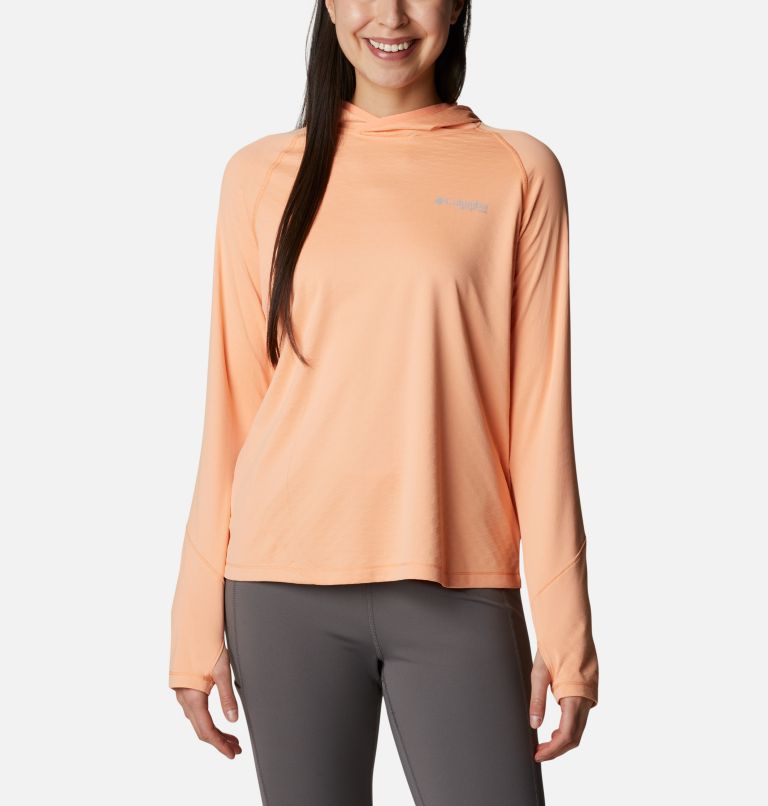 Women's PFG ZERO Rules Ice Hoodie, Color: Bright Nectar, image 1