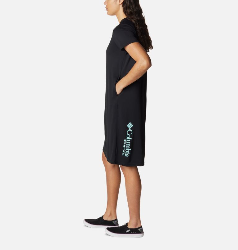 Women's PFG Tidal Tee Dress, Color: Black, Gulf Stream Logo, image 3