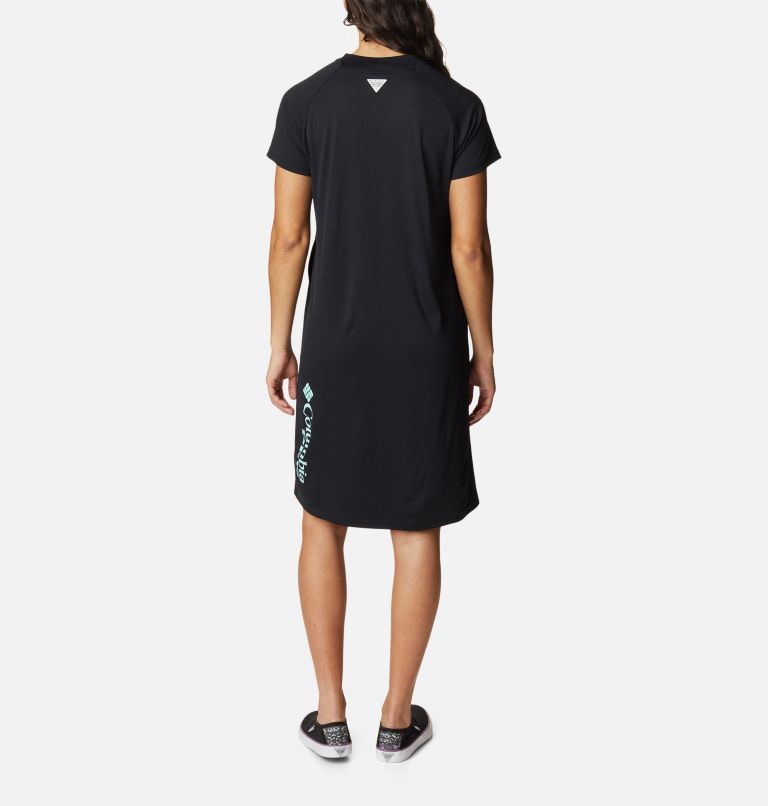 Women's PFG Tidal Tee Dress, Color: Black, Gulf Stream Logo, image 2