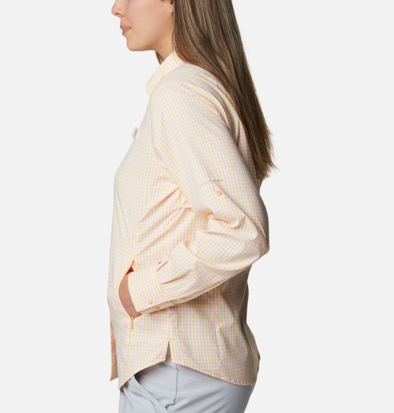 Women's PFG Super Tamiami Long Sleeve Shirt, Color: Sun Glow Gingham