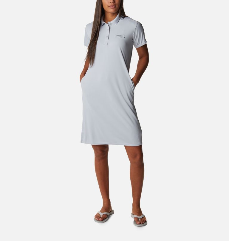 Women's PFG Tidal Tee Polo Dress, Color: Cirrus Grey