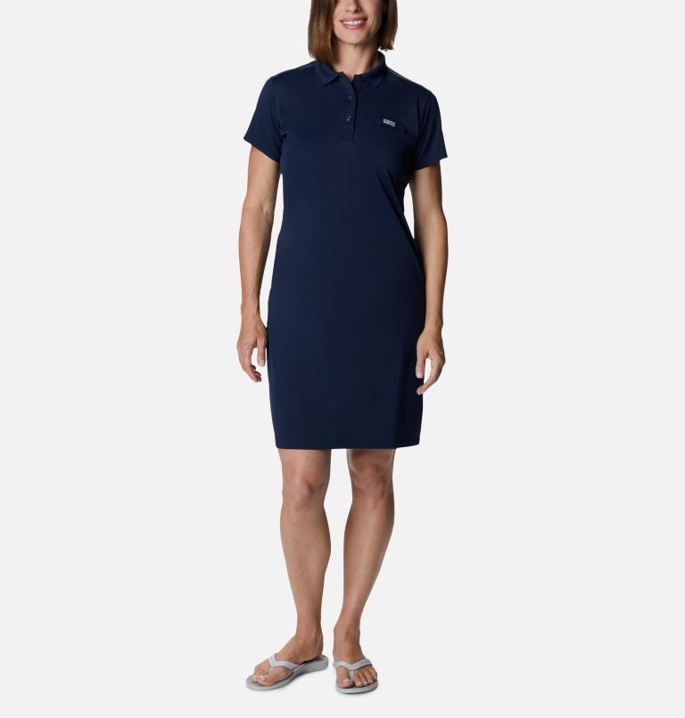 Women's PFG Tidal Tee Polo Dress, Color: Collegiate Navy, image 1