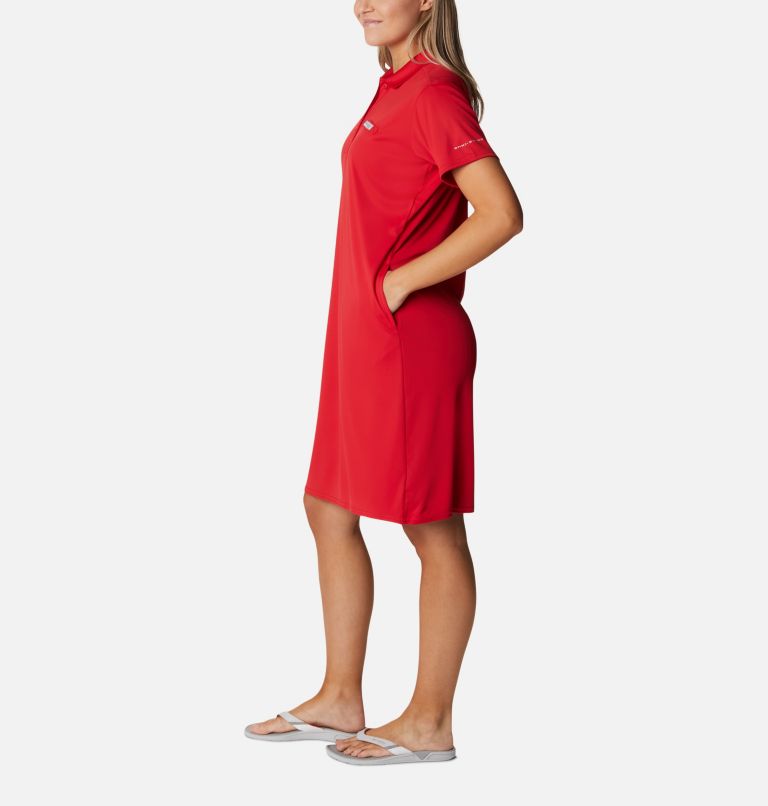 Women's PFG Tidal Tee Polo Dress, Color: Red Spark