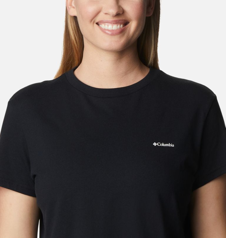 Thumbnail: Women’s North Cascades Graphic Cropped T-Shirt, Color: Black, Chalk Dotty Disguise, image 4