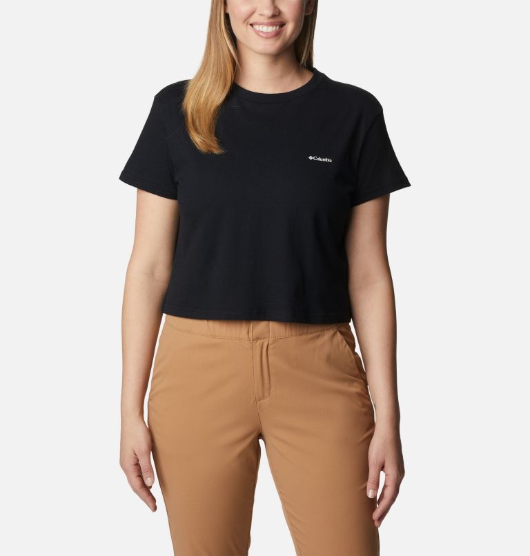 Women’s North Cascades Graphic Cropped T-Shirt, Color: Black, Chalk Dotty Disguise, image 1