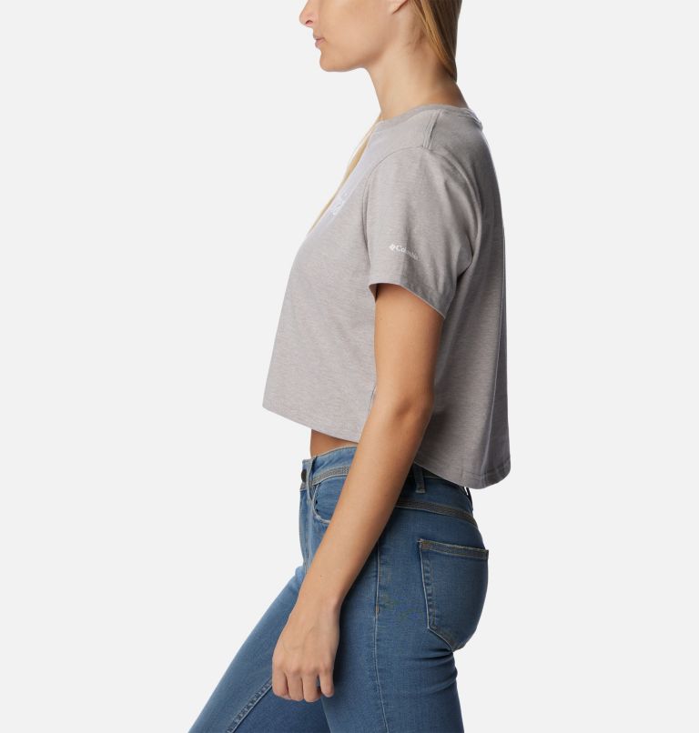 Women’s North Cascades Graphic Cropped T-Shirt, Color: Columbia Grey Heather, image 3