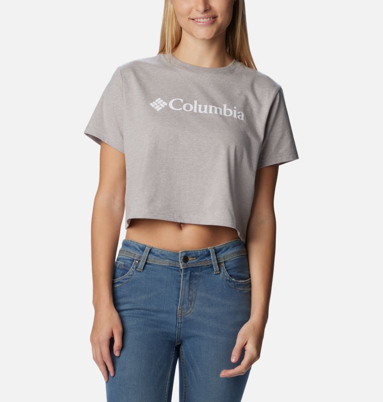 Women’s North Cascades Graphic Cropped T-Shirt, Color: Columbia Grey Heather, image 1