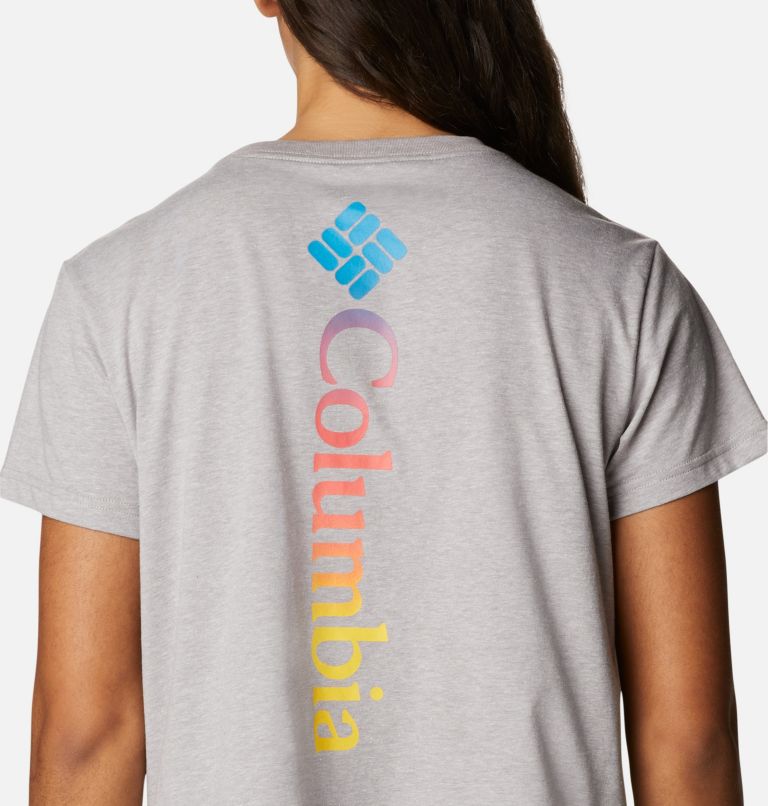 Thumbnail: Camiseta corta estampada North Cascades para mujer, Color: Columbia Grey Hthr, CSC Branded Gradient, image 5