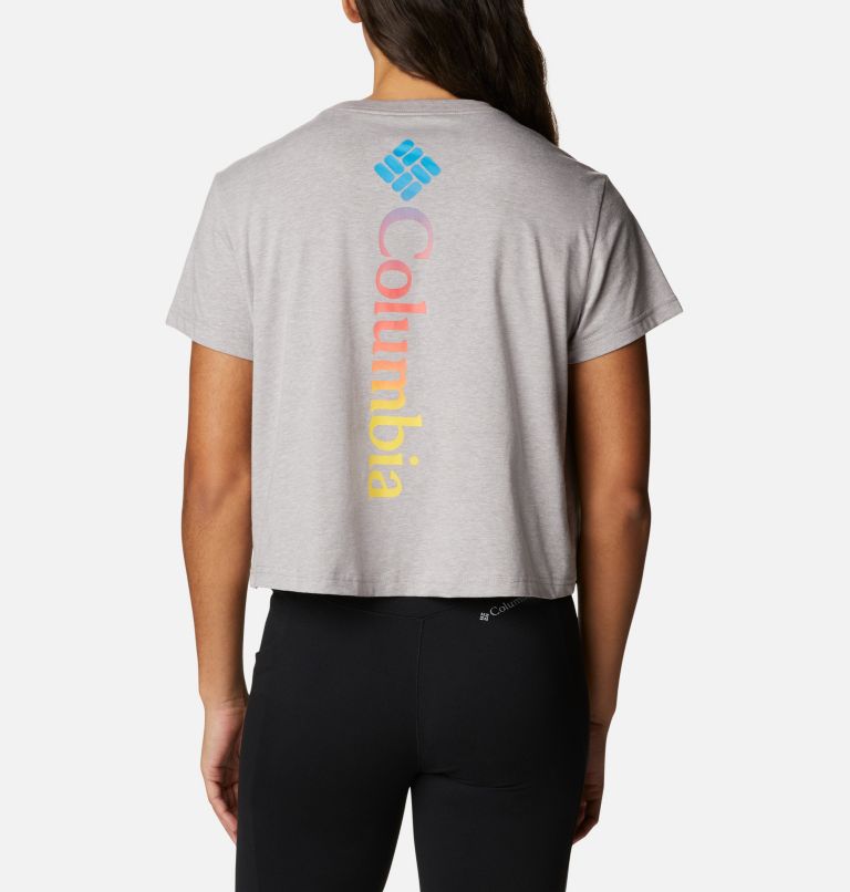 Camiseta corta estampada North Cascades para mujer, Color: Columbia Grey Hthr, CSC Branded Gradient, image 2