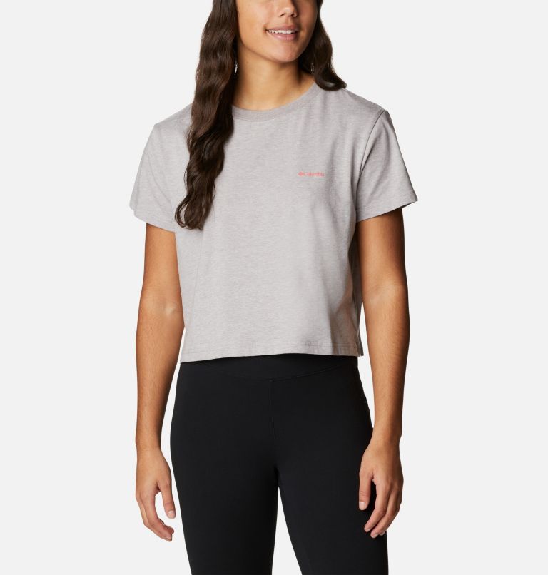 Thumbnail: Women’s North Cascades Graphic Cropped T-Shirt, Color: Columbia Grey Hthr, CSC Branded Gradient, image 1