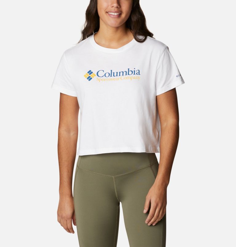 North Cascades Graphic Cropped T-Shirt für Frauen, Color: White, CSC Retro Logo, image 1