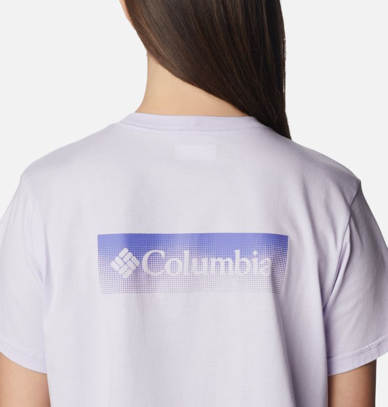 Thumbnail: North Cascades Graphic Cropped T-Shirt für Frauen, Color: Purple Tint, Framed Halftone Logo Grx, image 5
