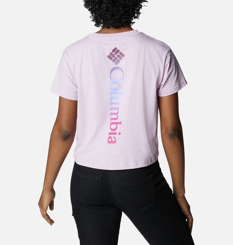 Women’s North Cascades Graphic Cropped T-Shirt, Color: Aura, CSC Branded Gradient, image 2