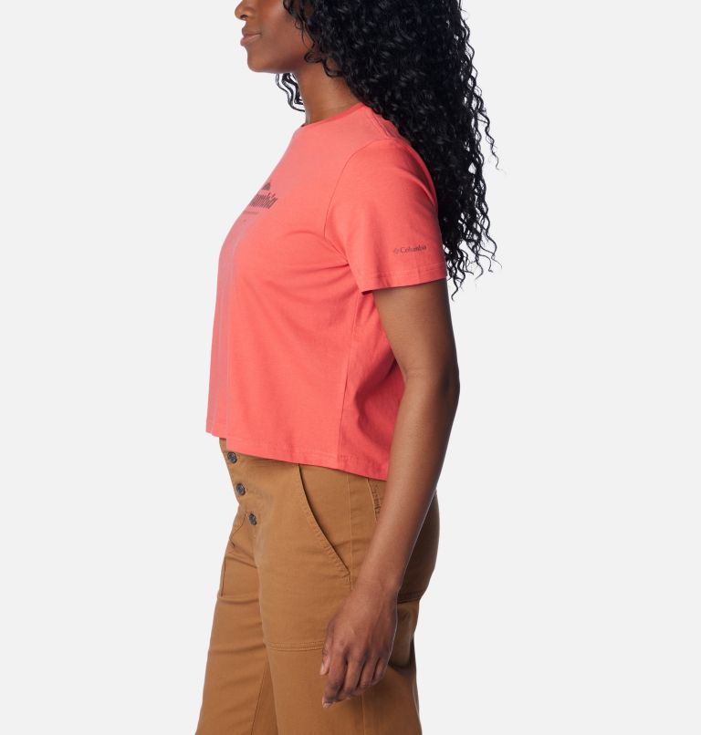 Women’s North Cascades Graphic Cropped T-Shirt, Color: Juicy, Elevated High, image 3