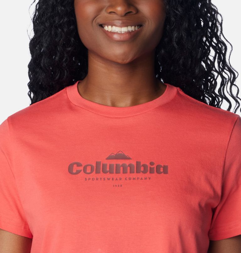 Women’s North Cascades Graphic Cropped T-Shirt, Color: Juicy, Elevated High, image 4